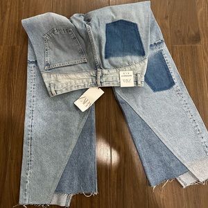 Zara PATCHWORK LOW-RISE TR BOYFRIEND JEANS